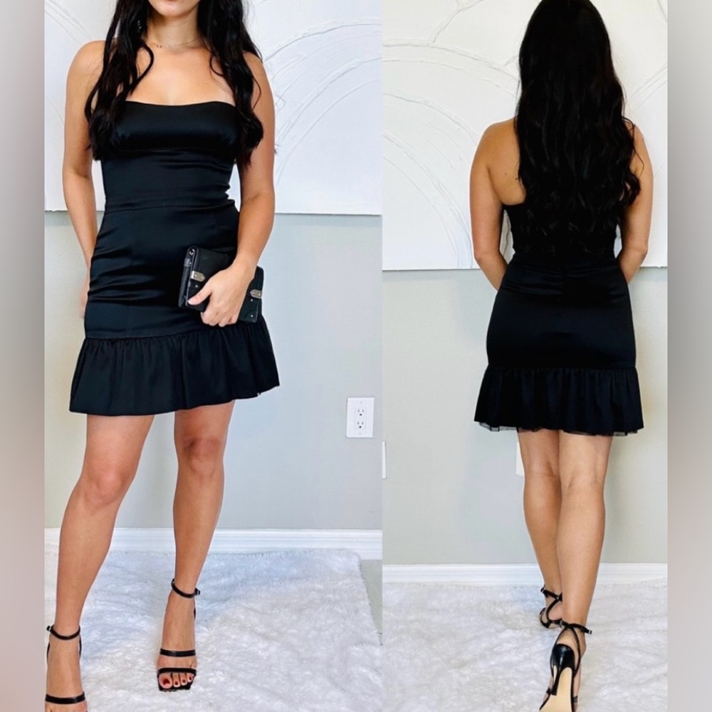 Women’s Bcbg Maxamara black strapless ruffled dress new without tags $368 size 0